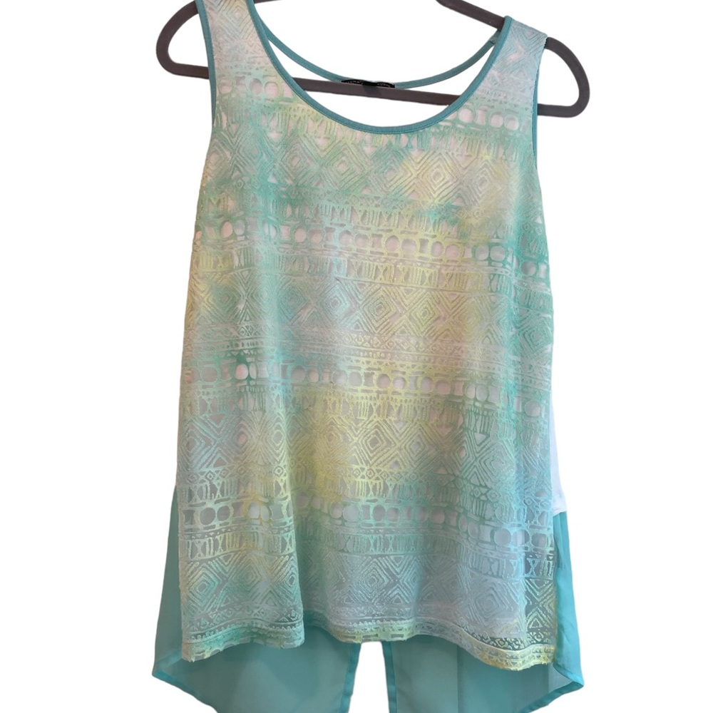Signature‎ studio woman’s sleeveless top, mint green/yellow/white